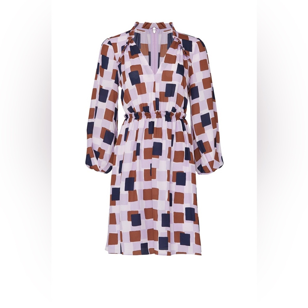 Kate Spade Brown Bishop Sleeve V-Neck Sundress
